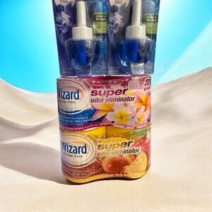 Wizard Super Odor Eliminator 4 Pack with Smoke Out Oil Refill Air Freshen